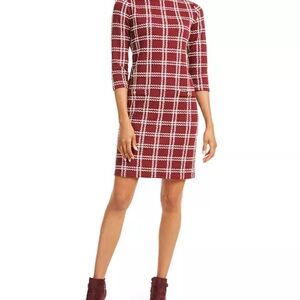 Charter Club Burgundy Plaid Midi Dress
